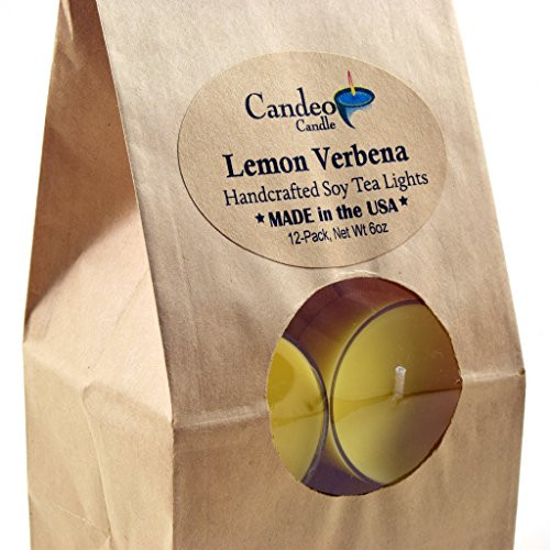 Lemon Verbena, Scented Soy Tealights, 12 Pack Clear Cup Candles Lemon Verbena, Scented Soy Tealights, 12 Pack Clear Cup Candles