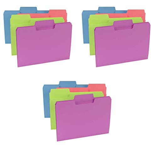 Smead SuperTab File Folder, Oversized 1/3-Cut Tab, Letter Size, Assorted Bright Colors, 24 per Pack (11957) Pack of 3
