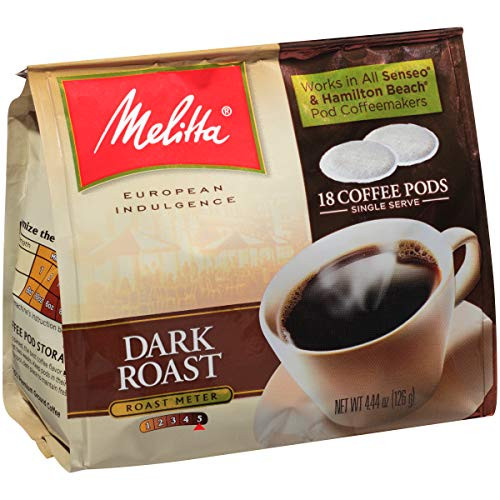 Melitta Dark Roast Coffee Pods for Senseo & Hamilton Beach Pod Brewers, 18 Count (Pack of 6)
