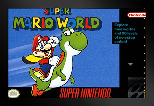 Pyramid America Super Mario World Video Game Gaming Black Wood Framed Poster 14x20