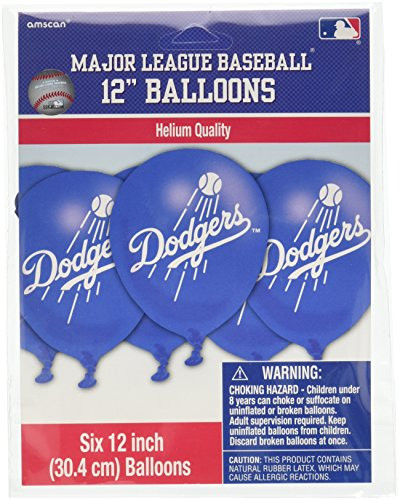 amscan Los Angeles Dodgers Major League Baseball Collection Printed Latex Balloons, Party Decoration, 72 Ct.