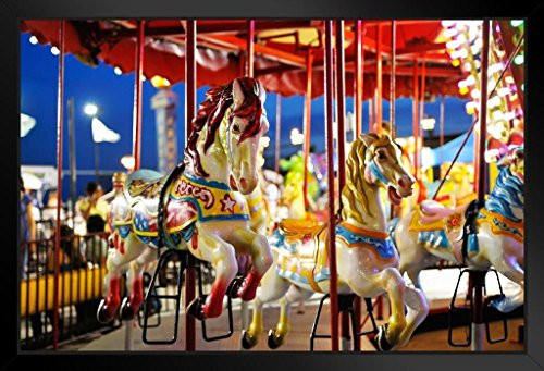 Carousel at Coney Island Amusement Park Brooklyn Photo Black Wood Framed Art Poster 20x14 Carousel at Coney Island Amusement Park Brooklyn Photo Black Wood Framed Art Poster 20x14