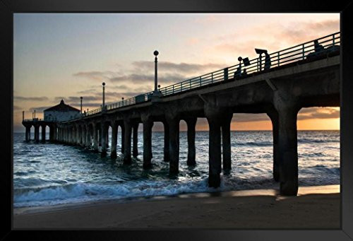 Manhattan Beach California Pier Photo Black Wood Framed Art Poster 20x14 Manhattan Beach California Pier Photo Black Wood Framed Art Poster 20x14