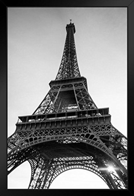 Eiffel Tower Paris France in Black and White Photo Black Wood Framed Art Poster 14x20 Eiffel Tower Paris France in Black and White Photo Black Wood Framed Art Poster 14x20
