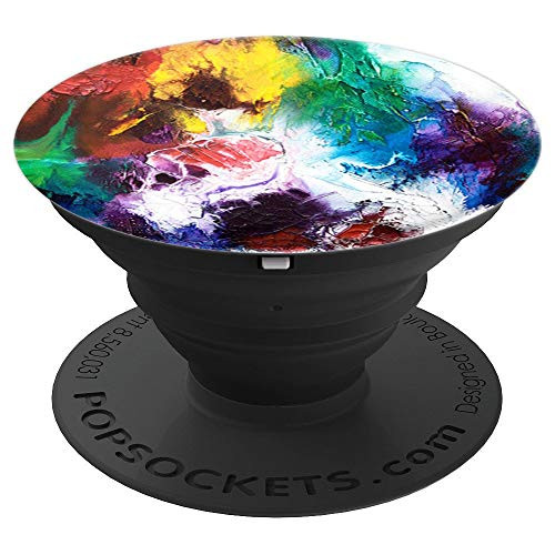 Red Green Blue Yellow Abstract Oil Paint Art Design PopSockets Grip and Stand for Phones and Tablets
