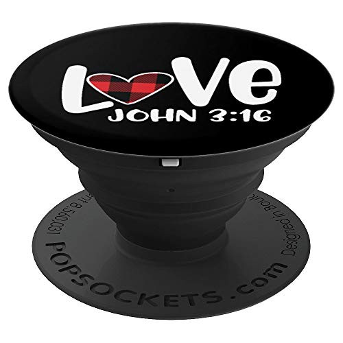 Love John 3:16 Cute Religious Valentine's Day Heart PopSockets Grip and Stand for Phones and Tablets