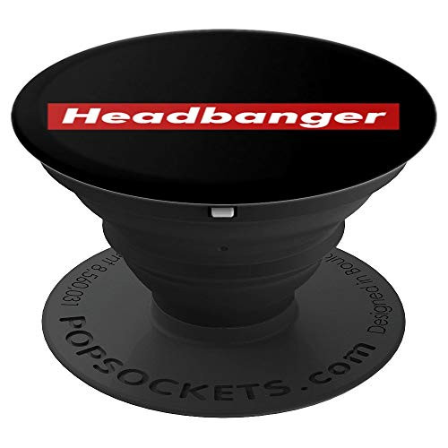 Headbanger Text in a Red Box for the EDM Lovers PopSockets Grip and Stand for Phones and Tablets