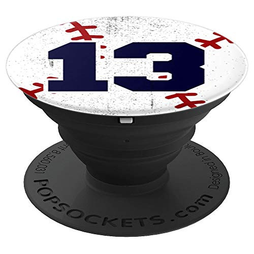 Number 13 Baseball Player Softball Jersey Mom Dad Fan Kid PopSockets Grip and Stand for Phones and Tablets
