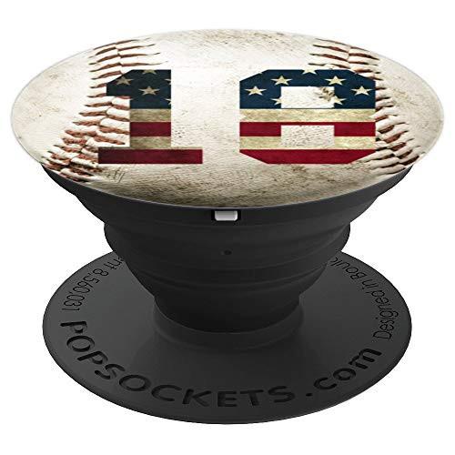 Baseball number 18 with American USA flag phone stand PopSockets Grip and Stand for Phones and Tablets Baseball number 18 with American USA flag phone stand PopSockets Grip and Stand for Phones and Tablets