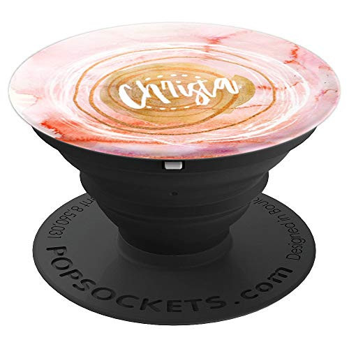 Christa Name Monogram Stylish Blush Rose Pink Art Gift PopSockets Grip and Stand for Phones and Tablets