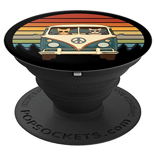 Cool Cats Road Trip Hippie Groovy Retro Van Sunrise PopSockets Grip and Stand for Phones and Tablets