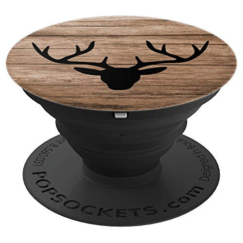Black Deer Head Brown Outdoor Hunting Gift Stocking Stuffer PopSockets Grip and Stand for Phones and Tablets