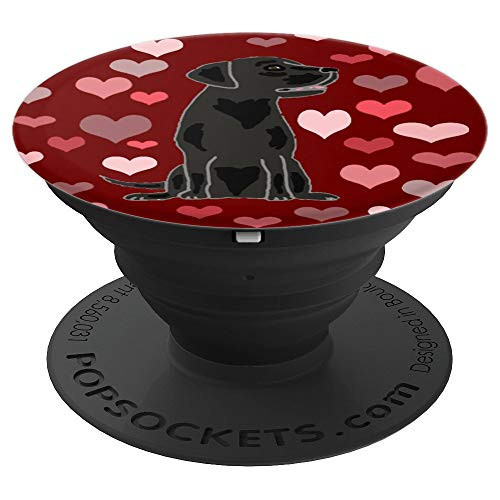 SmileteesPS Funny Black Lab Dog Hearts Art PopSockets Grip PopSockets Grip and Stand for Phones and Tablets