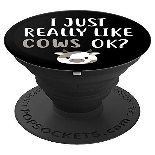 I Just Really Like Cows Ok Dairy Cow Head Gift PopSockets Grip and Stand for Phones and Tablets