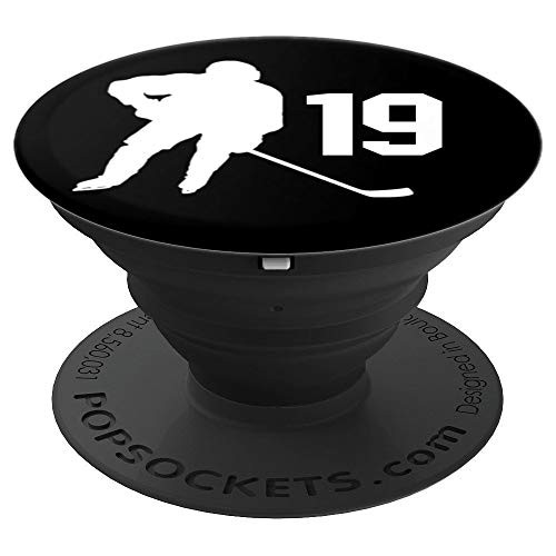 Number 19 , #19 , Hockey Gifts for Men, Boys, Teens, Women, PopSockets Grip and Stand for Phones and Tablets