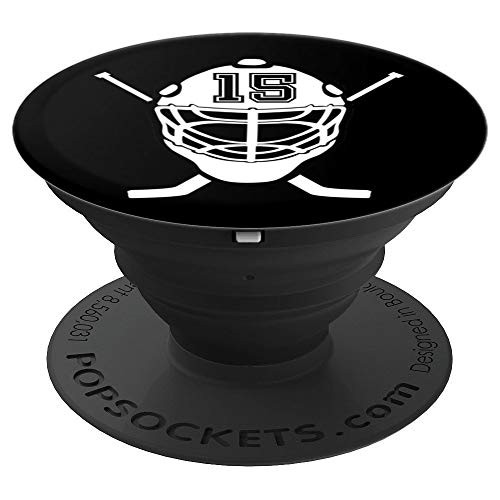 Hockey Player #15 Jersey No 15 Helmet Ice Gadget Gift PopSockets Grip and Stand for Phones and Tablets