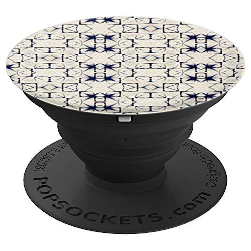 Cool Designed Geometric Shibori Batik Blue White Vintage Art PopSockets Grip and Stand for Phones and Tablets