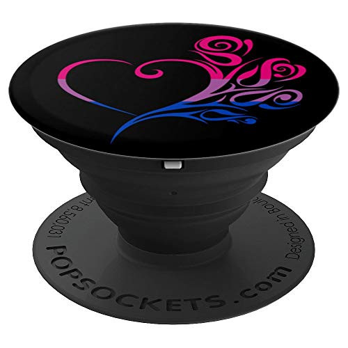Bisexual Pride Flag Love Heart Rose Flower Bouquet LGBT PopSockets Grip and Stand for Phones and Tablets