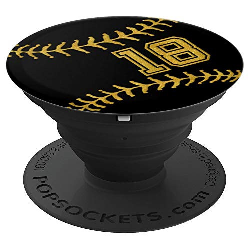 Baseball Softball Player Jersey No 18 Cool Gadget Gift PopSockets Grip and Stand for Phones and Tablets Baseball Softball Player Jersey No 18 Cool Gadget Gift PopSockets Grip and Stand for Phones and Tablets