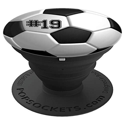Soccer Ball #19 Football Player Jersey No 19 Men Women Gift PopSockets Grip and Stand for Phones and Tablets