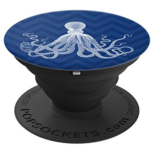 Vintage Octopus Chevron Nautical Ocean Sea Lover Gift PopSockets Grip and Stand for Phones and Tablets