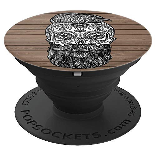 Sassy Southern Charm & Grace Trendy & Unique Sugar Skulls Day of the Dead Folk Art on Rustic Wood & PopSockets Grip and Stand for Phones and Tablets