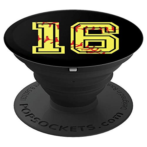 SOFTBALL Player 16 Jersey No #16 Gadget Ball Sport Gift PopSockets Grip and Stand for Phones and Tablets