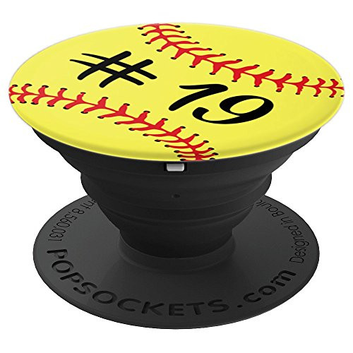 Softball Player #19 Back Jersey No 19 Gadget Sport Gift PopSockets Grip and Stand for Phones and Tablets