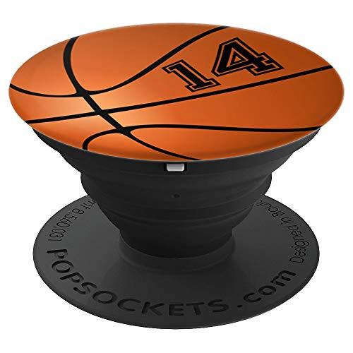 Basketball Player #14 Jersey No 14 Ball Uniform Number Gift PopSockets Grip and Stand for Phones and Tablets