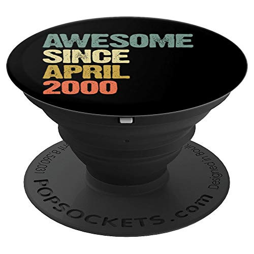 Awesome Since April 2000 19 Years Old 19th Birthday Gift PopSockets Grip and Stand for Phones and Tablets