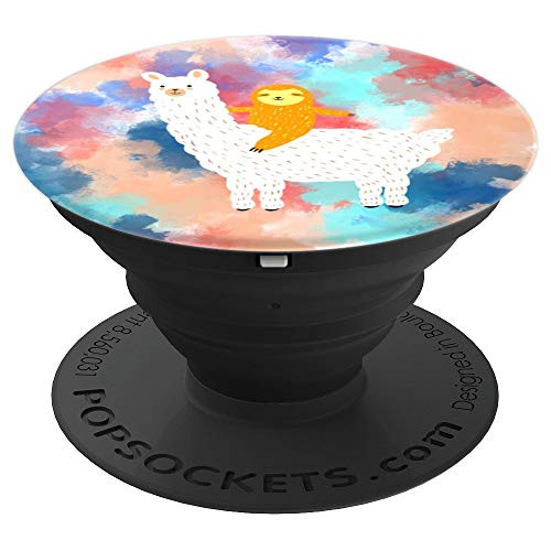 Cute Sloth Riding Llama Abstract Design Gift For Art Lover PopSockets Grip and Stand for Phones and Tablets