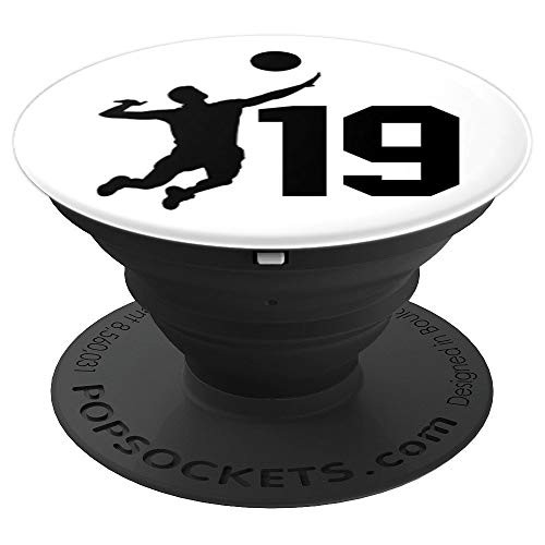 Number 19 #19 Volleyball Gifts for Teams Boys Teens Men Guys PopSockets Grip and Stand for Phones and Tablets