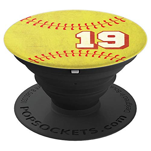 Softball #19 Jersey Number for Players Gift PopSockets Grip and Stand for Phones and Tablets