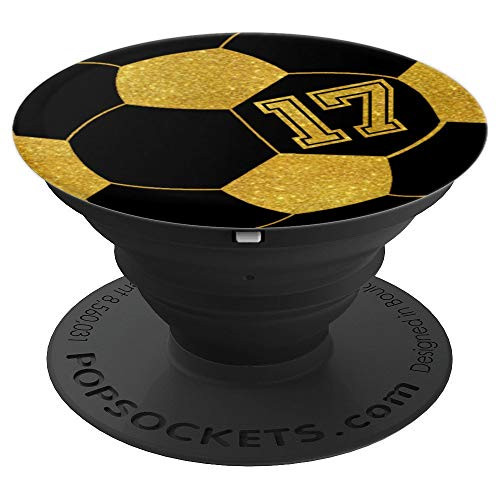 Golden Soccer Ball Player #17 Jersey No 17 Football Gift PopSockets Grip and Stand for Phones and Tablets Golden Soccer Ball Player #17 Jersey No 17 Football Gift PopSockets Grip and Stand for Phones and Tablets