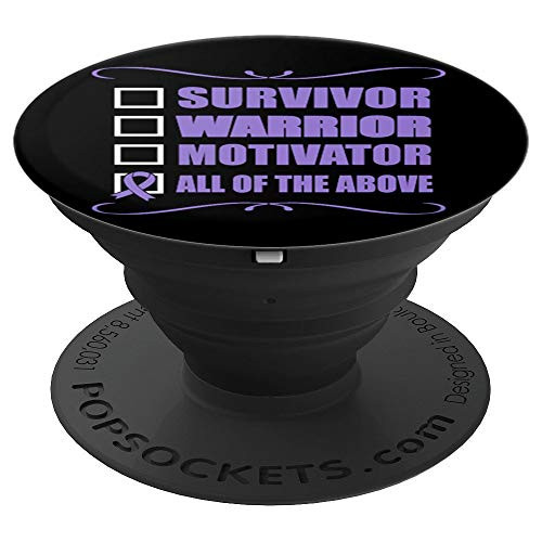 Survivor Checklist Stomach Cancer Awareness Ribbon PopSockets Grip and Stand for Phones and Tablets