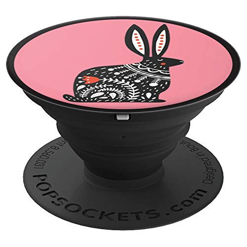 Cute & Unique Scandinavian Folk Art Rabbit PACJ0841 PopSockets Grip and Stand for Phones and Tablets