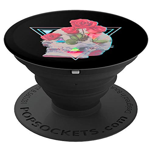 Vaporwave Skull & Roses Aesthetic Glitch Art PopSockets Grip and Stand for Phones and Tablets