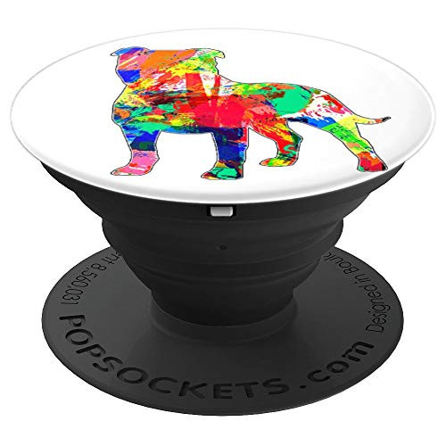 Watercolor Art American Staffordshire Bull Terrier Dog Lover PopSockets Grip and Stand for Phones and Tablets