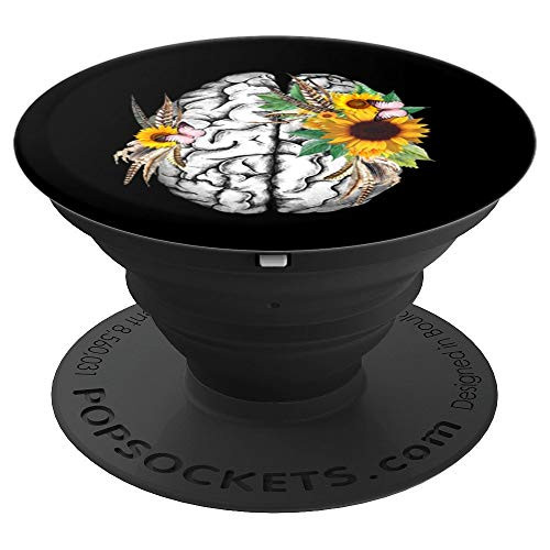 Anatomical brain floral anatomy sunflowers plants cute PopSockets Grip and Stand for Phones and Tablets
