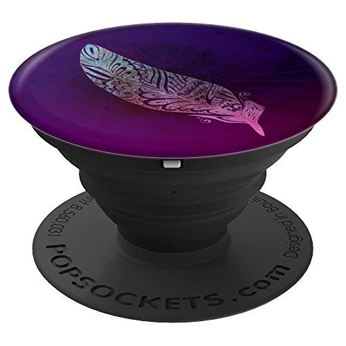 Feather Zen Purple Bird Feather Art Lover Gift PopSockets Grip and Stand for Phones and Tablets