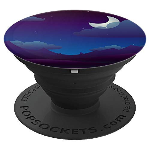 Moon Night Pop Mount Socket Mountain Art Work Blue PopSockets Grip and Stand for Phones and Tablets