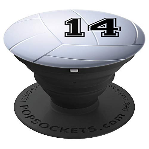 Volleyball Jersey Number #14 Fourteen No 14 Game Ball PopSockets Grip and Stand for Phones and Tablets Volleyball Jersey Number #14 Fourteen No 14 Game Ball PopSockets Grip and Stand for Phones and Tablets