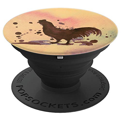 Coffee Colored Rooster Silhouette With Rich Tan Background PopSockets Grip and Stand for Phones and Tablets