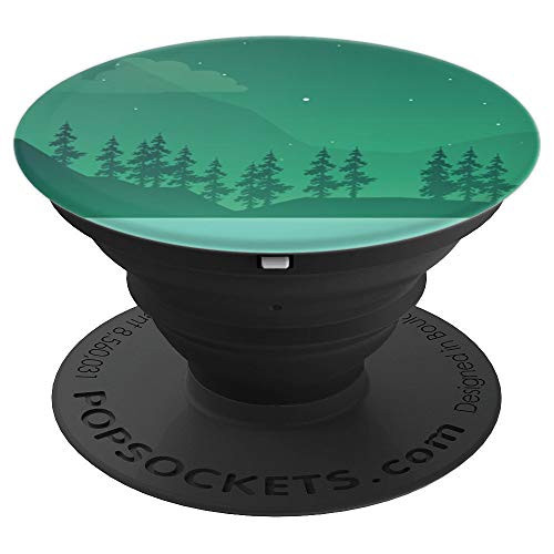 Mountain Pop Mount Socket Night Art Work Tree Woods Green PopSockets Grip and Stand for Phones and Tablets