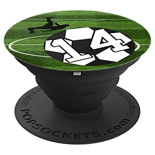 Soccer Football Jersey Number #14 Number Fourteen PopSockets Grip and Stand for Phones and Tablets Soccer Football Jersey Number #14 Number Fourteen PopSockets Grip and Stand for Phones and Tablets