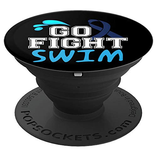 Go Fight Swim Colon Cancer Awareness Ribbon PopSockets Grip and Stand for Phones and Tablets Go Fight Swim Colon Cancer Awareness Ribbon PopSockets Grip and Stand for Phones and Tablets