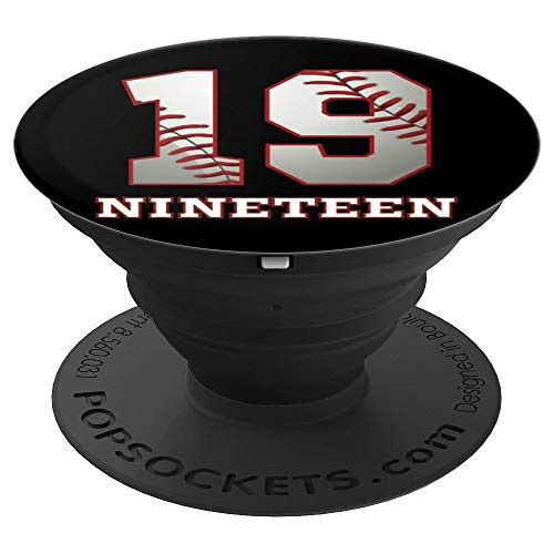 Baseball Number 19 Player No 19 Black Background PopSockets Grip and Stand for Phones and Tablets