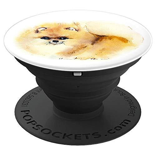 Pomeranian Spitz Dog Watercolor Art Pomeranian Mom Dad Gifts PopSockets Grip and Stand for Phones and Tablets