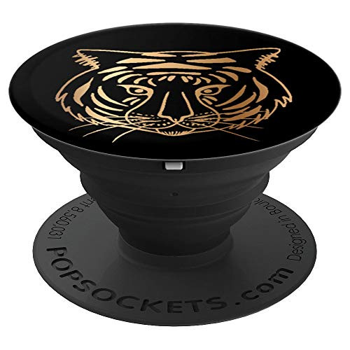 Yellow Black Tiger Head Stripes Tigers Animal Art Big Cat PopSockets Grip and Stand for Phones and Tablets