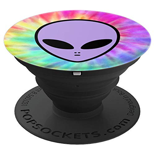 Alien Head Face ~ Cute Purple Hippie Tie Dye Rave Festival PopSockets Grip and Stand for Phones and Tablets